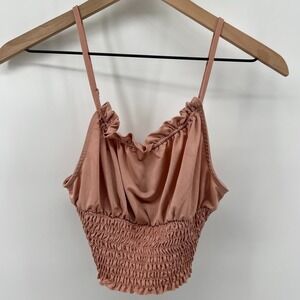 Urban Outfitters Women S Scoop Neck Cropped Tank Top Blush Pink Adjustable Strap